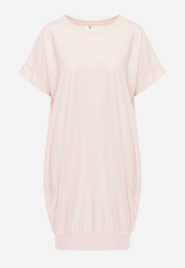 Renee - Jasnoróżowa T-shirtowa Sukienka Pudełkowa z Elastycznej Bawełny Ellensa. Kolor: różowy. Materiał: bawełna. Styl: wakacyjny. Długość: mini