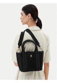 TOMMY HILFIGER - Tommy Hilfiger Torebka Th Logotape Mini Tote AW0AW17201 Czarny. Kolor: czarny. Materiał: skórzane #5