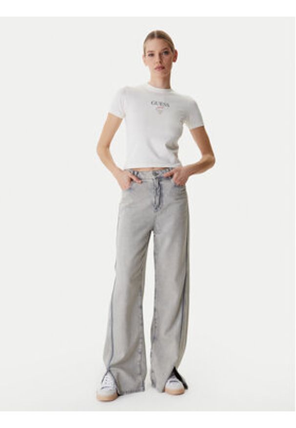 Guess Jeans T-Shirt W6RI15 J1314 Écru Regular Fit. Materiał: bawełna