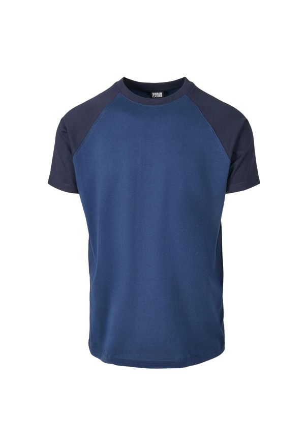 Urban Classics - T-shirt Męski Kontrastowa Raglanowa. Kolor: niebieski. Długość rękawa: raglanowy rękaw. Sport: turystyka piesza