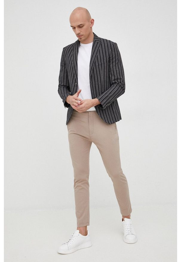 Sisley marynarka męska kolor czarny. Kolor: czarny. Styl: klasyczny