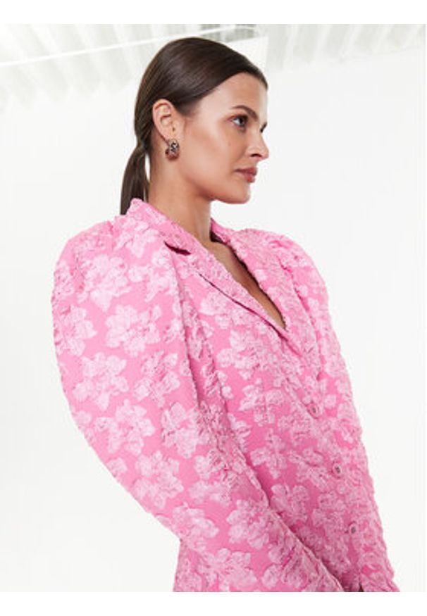 ROTATE Marynarka Jacquard Fitted RT2394 Różowy Slim Fit. Kolor: różowy. Materiał: syntetyk