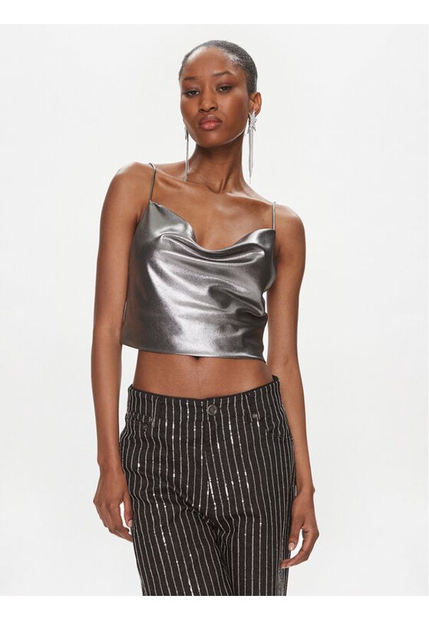 ROTATE Top Metallic Crop Top 1116512293 Srebrny Regular Fit. Kolor: srebrny. Materiał: syntetyk