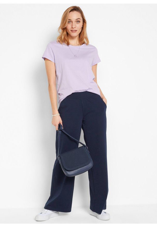 bonprix - Bluzka z okrągłym dekoltem (5 szt.). Kolor: fioletowy. Materiał: jersey. Długość rękawa: krótki rękaw. Długość: krótkie