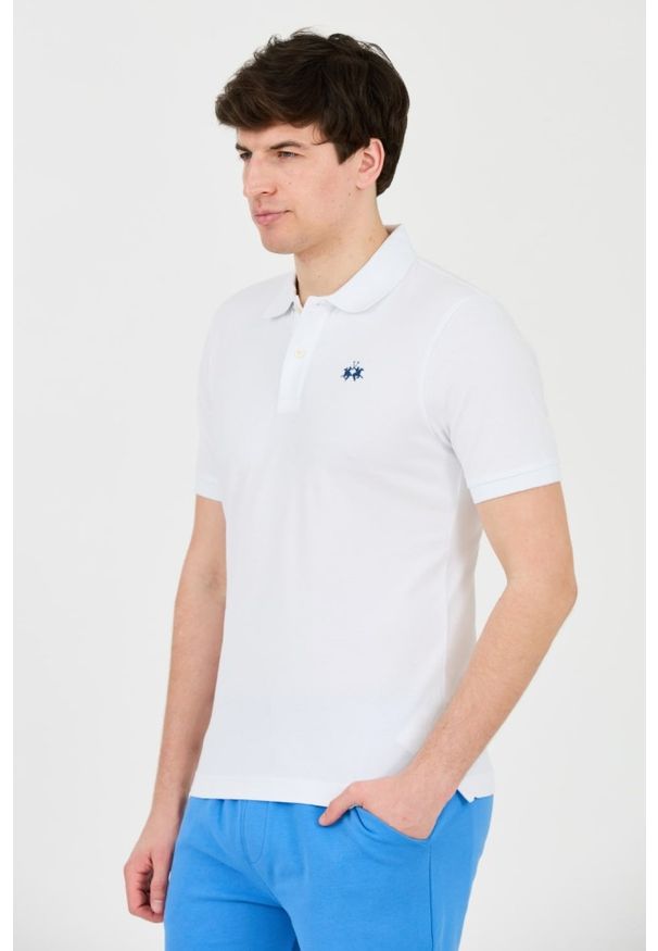 La Martina - LA MARTINA Białe męskie polo z małym logo, Rozmiar L. Typ kołnierza: polo. Kolor: biały