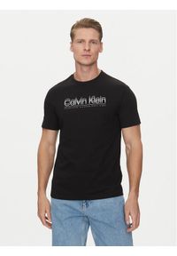 Calvin Klein T-Shirt Double Logo K10K114149 Czarny Regular Fit. Kolor: czarny. Materiał: bawełna