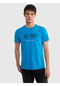 Big-Star - Koszulka męska o klasycznym kroju niebieska Bruno 401. Kolor: niebieski. Materiał: bawełna. Wzór: nadruk. Styl: klasyczny