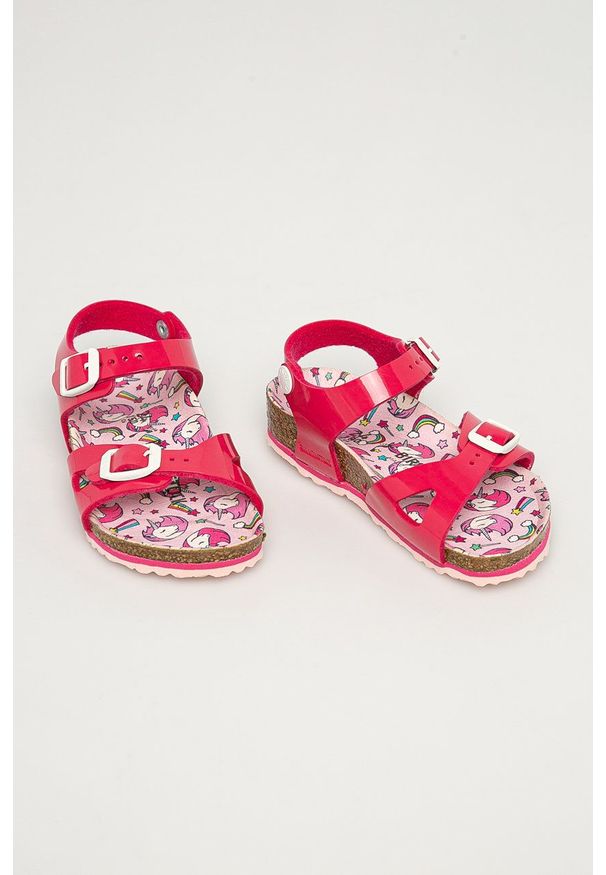 Birkenstock - Sandały dziecięce Rio. Zapięcie: klamry. Kolor: różowy. Materiał: guma, materiał. Wzór: gładki. Obcas: na obcasie. Wysokość obcasa: niski