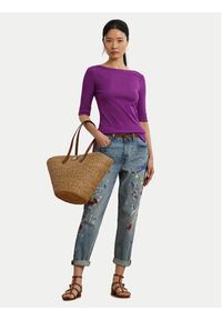 Lauren Ralph Lauren - LAUREN RALPH LAUREN Bluzka 200654963192 Fioletowy Slim Fit. Kolor: fioletowy. Materiał: bawełna #5