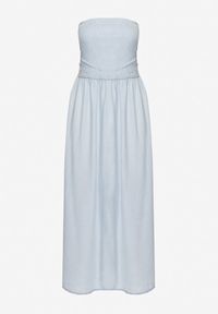 Born2be - Jasnoniebieska Sukienka Rozkloszowana z Dekoltem Typu Bandeau Mavilore. Okazja: na co dzień, na imprezę. Kolor: niebieski. Materiał: skóra. Wzór: aplikacja. Typ sukienki: rozkloszowane. Styl: klasyczny, casual, elegancki, wizytowy #5