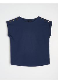 Sinsay - Bluzka z ozdobnymi dżetami - granatowy. Kolor: niebieski