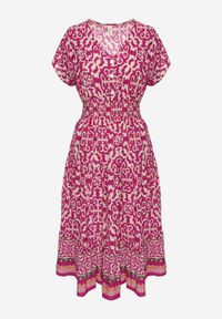 Renee - Fioletowa Sukienka z Bawełny z Trójkątnym Dekoltem i Gumką w Talii Zapinana na Guziki Lavlea. Okazja: na co dzień. Kolor: fioletowy. Materiał: bawełna. Długość rękawa: krótki rękaw. Sezon: lato. Typ sukienki: proste. Styl: casual, wizytowy #8