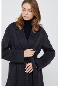 Calvin Klein płaszcz wełniany kolor czarny przejściowy. Okazja: na co dzień. Kolor: czarny. Materiał: wełna. Styl: casual, klasyczny #7