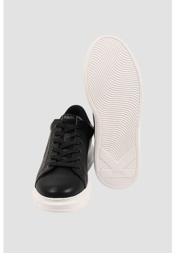 Karl Lagerfeld - KARL LAGERFELD Czarne sneakersy męskie KAPRI Maison Karl Tumble, Rozmiar 43. Okazja: na co dzień. Kolor: czarny. Materiał: skóra. Wzór: aplikacja