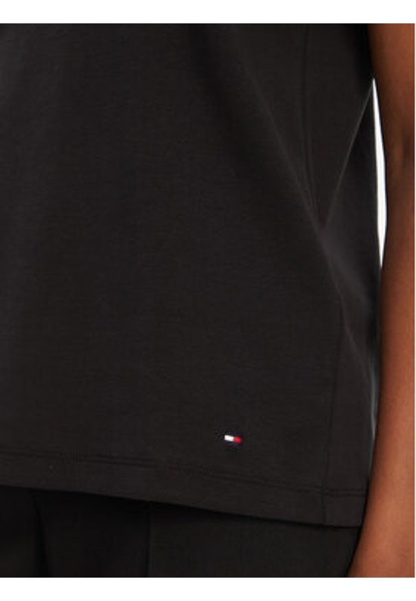 TOMMY HILFIGER - Tommy Hilfiger T-Shirt Gold Button WW0WW45628 Czarny Regular Fit. Kolor: czarny. Materiał: bawełna