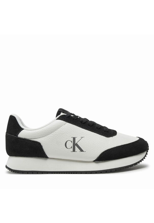 Calvin Klein Jeans Sneakersy Runner Laceup Low Mix Mg YW0YW01798 Biały. Kolor: biały. Materiał: skóra, zamsz