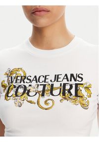 Versace Jeans Couture T-Shirt 78HAHC05 Biały Slim Fit. Kolor: biały. Materiał: bawełna