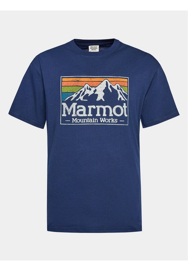 Marmot T-Shirt MMW Gradient M14823 Niebieski Regular Fit. Kolor: niebieski. Materiał: bawełna, syntetyk. Wzór: gradientowy