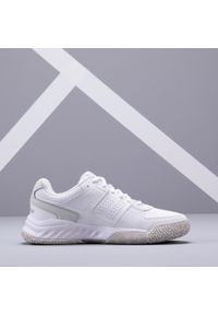 ARTENGO - Buty tenisowe TS160 damskie. Kolor: biały, szary, wielokolorowy. Materiał: kauczuk, syntetyk, skóra. Szerokość cholewki: normalna. Sport: tenis