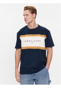 Tommy Jeans T-Shirt DM0DM18427 Granatowy Regular Fit. Kolor: niebieski. Materiał: bawełna