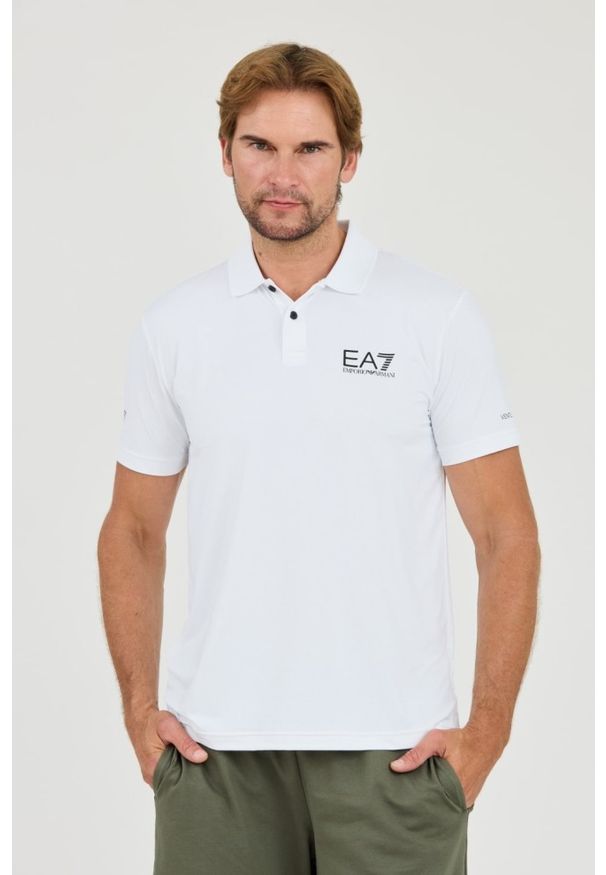 EA7 Emporio Armani - EA7 Biała męska koszulka polo Ventus 7, Rozmiar XL. Typ kołnierza: polo. Kolor: biały