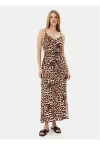 Vero Moda Sukienka letnia Easy 10307995 Brązowy Regular Fit. Kolor: brązowy. Materiał: wiskoza. Sezon: lato