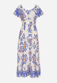 Born2be - Niebieska Wiskozowa Sukienka z Geometrycznym Wzorem Cleanna. Okazja: na spacer, na co dzień. Kolor: niebieski. Materiał: wiskoza. Wzór: geometria. Typ sukienki: proste. Styl: elegancki, casual #3