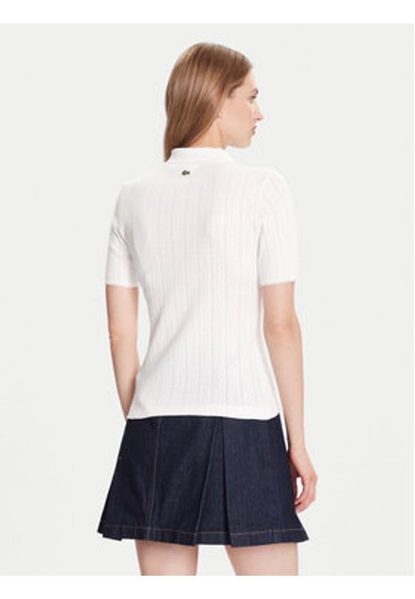 Lacoste Polo DF5296 Écru Slim Fit. Typ kołnierza: polo. Kolor: kremowy. Materiał: bawełna