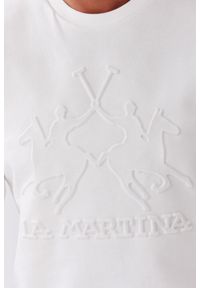 La Martina - LA MARTINA Biała bluza męska z tłoczonym logo, Rozmiar XL. Kolor: biały. Długość rękawa: długi rękaw #3