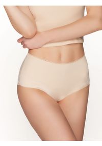 Figi Model BBL 155 Beige - Babell. Stan: podwyższony. Materiał: bawełna, koronka, elastan. Wzór: gładki, kwiaty, koronka