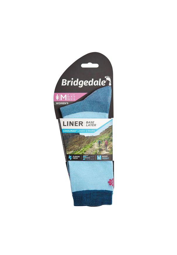 BRIDGEDALE - Skarpety do turystyki damskie Bridgedale LINER BL COOL 2 pary LD. Kolor: niebieski. Sport: turystyka piesza