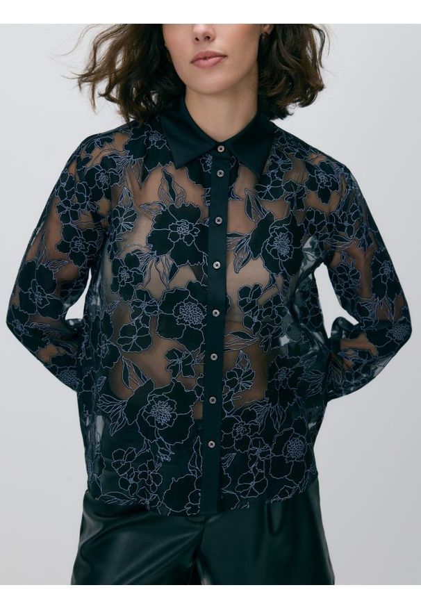 Reserved - Koszula z wiskozą - czarny. Kolor: czarny. Materiał: wiskoza