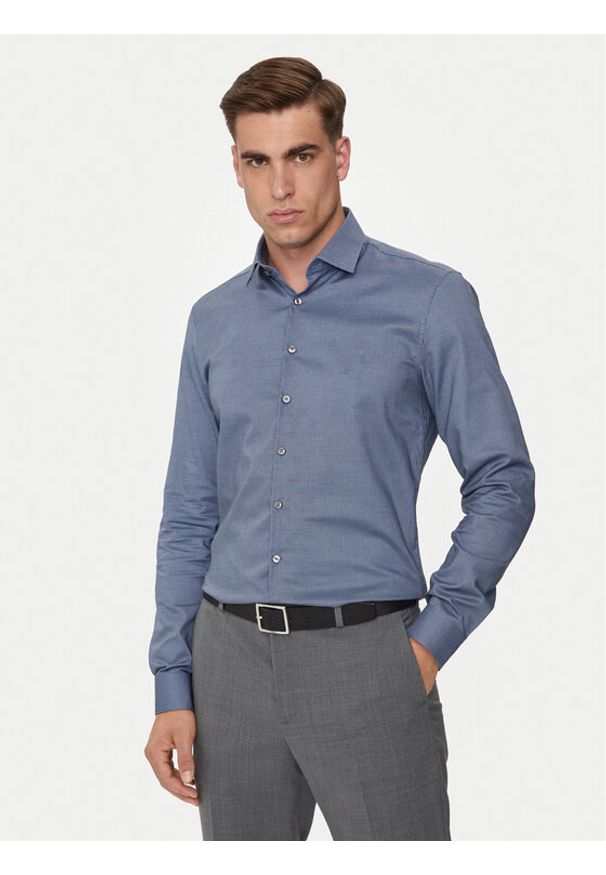 Calvin Klein Koszula K10K113164 Granatowy Slim Fit. Kolor: niebieski. Materiał: bawełna