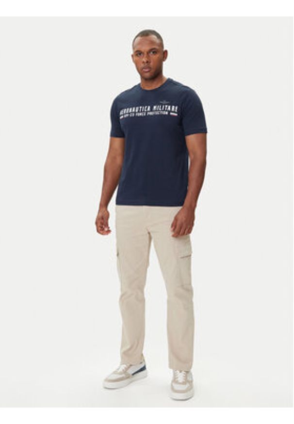 Aeronautica Militare T-Shirt 252TS1942UJ00538 Granatowy Regular Fit. Kolor: niebieski. Materiał: bawełna
