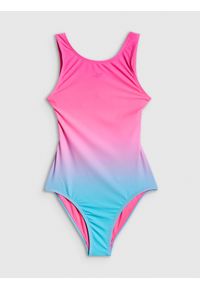 4f - 4F Kostium kąpielowy jednoczęściowy dziewczęcy - multikolor 122/128 (6-8 lat). Kolor: wielokolorowy. Materiał: skóra, materiał. Rodzaj stanika: push-up #1