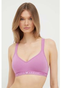 Emporio Armani Underwear biustonosz kolor różowy gładki. Kolor: różowy. Rodzaj stanika: wyciągane miseczki, odpinane ramiączka. Wzór: gładki #1
