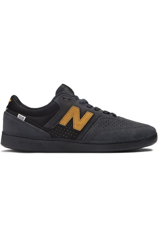 Buty męskie New Balance Numeric NM508CAT – czarne. Kolor: czarny. Materiał: skóra, zamsz, dresówka, materiał, syntetyk. Szerokość cholewki: normalna. Wzór: nadruk. Sport: skateboard