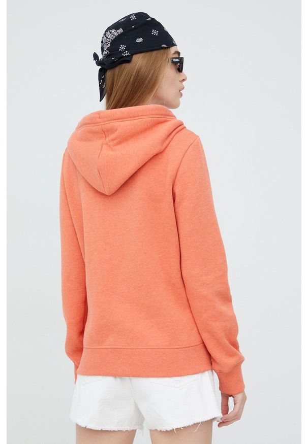 Superdry bluza damska kolor pomarańczowy z kapturem z aplikacją. Okazja: na co dzień. Typ kołnierza: kaptur. Kolor: pomarańczowy. Materiał: materiał, bawełna, dzianina. Wzór: aplikacja. Styl: casual