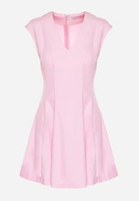 Born2be - Różowa Rozkloszowana Sukienka o Taliowanym Kroju Ellaira. Okazja: na co dzień. Kolor: różowy. Wzór: kolorowy. Styl: casual, elegancki #7