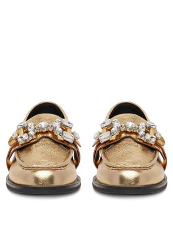 Eva Minge Loafersy AMARYLLIS-V1792B-315 Złoty. Kolor: złoty. Materiał: skóra