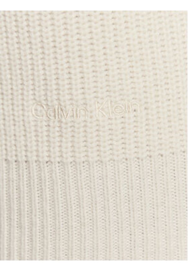 Calvin Klein Golf K20K205092 Écru Relaxed Fit. Typ kołnierza: golf. Materiał: wełna