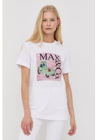 MAX&Co. t-shirt bawełniany kolor biały. Kolor: biały. Materiał: bawełna. Długość rękawa: krótki rękaw. Długość: krótkie