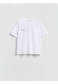 Reserved - T-shirt z nadrukami - złamana biel. Materiał: bawełna, dzianina. Wzór: nadruk