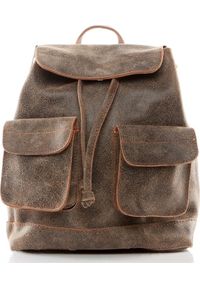 Belveder Plecak vintage skórzany damski beżowy BV20. Kolor: beżowy. Materiał: skóra. Styl: vintage #1