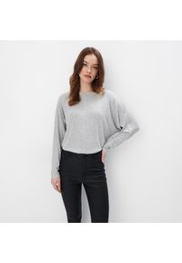 Mohito - Prążkowana szara bluzka - Jasny szary. Kolor: szary. Materiał: prążkowany #1
