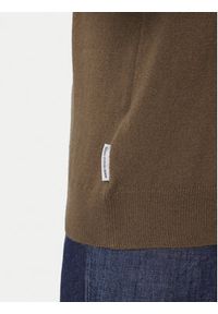 Marc O'Polo Denim Sweter 5000007280 Brązowy Regular Fit. Typ kołnierza: polo. Kolor: brązowy. Materiał: wełna #4