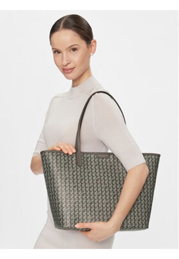 Tory Burch Torebka Basketweave Tote 145634 Szary. Kolor: szary. Materiał: skórzane