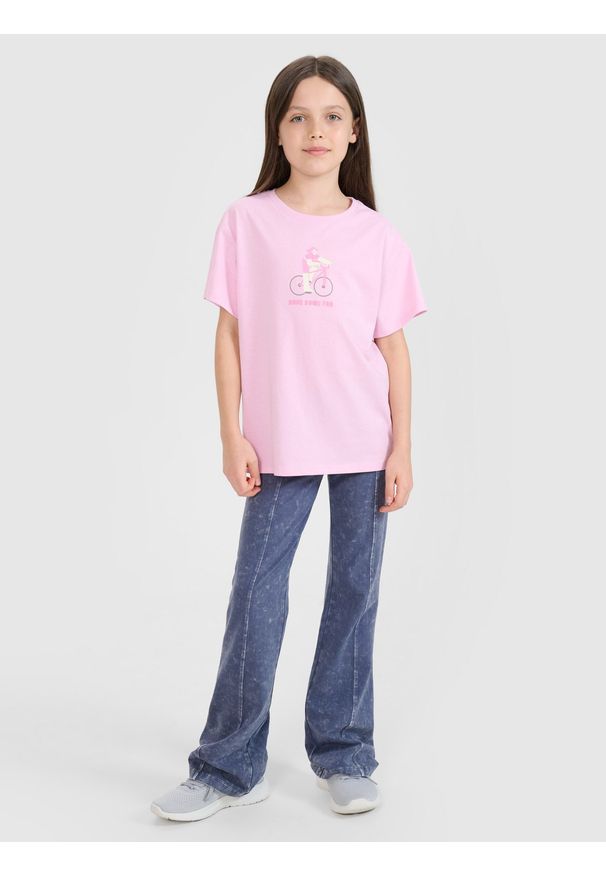 4f - 4F Legginsy dzianinowe z efektem acid wash dziewczęce - szare 128 (7-8 lat). Okazja: na co dzień. Stan: podwyższony. Kolor: szary. Materiał: dzianina. Wzór: gładki, ze splotem. Sezon: lato. Styl: klasyczny, sportowy, casual
