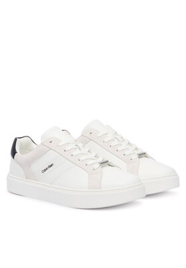 Calvin Klein Sneakersy Classic Cupsole Laceup Tape Lth YM0YM01430 Biały. Kolor: biały. Materiał: skóra