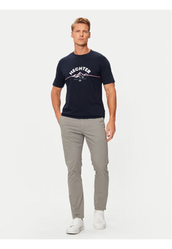 Hechter Paris T-Shirt 75014 142919 Granatowy Regular Fit. Kolor: niebieski. Materiał: bawełna